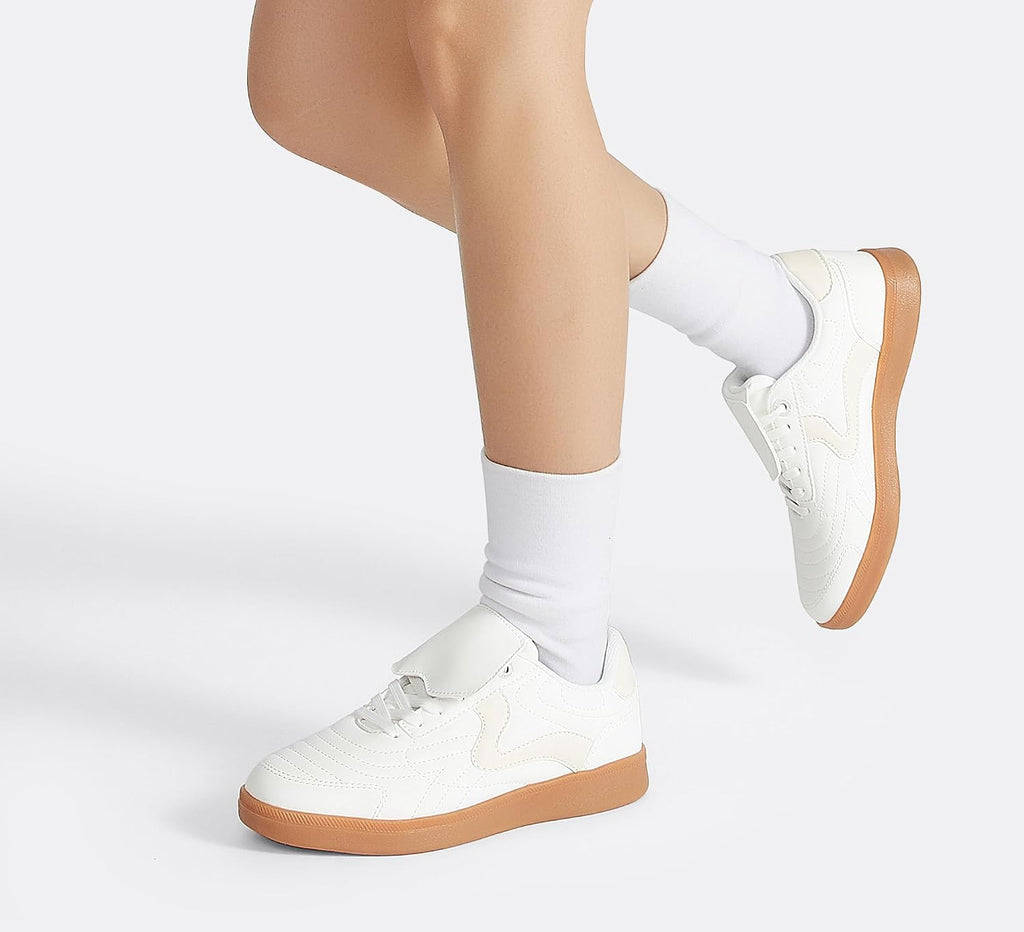 LUCKY STEP Women's Gum Sole Fashion Sneakers Classic Retro Fancy Casual Leisure Tennis Walking Skate Shoes