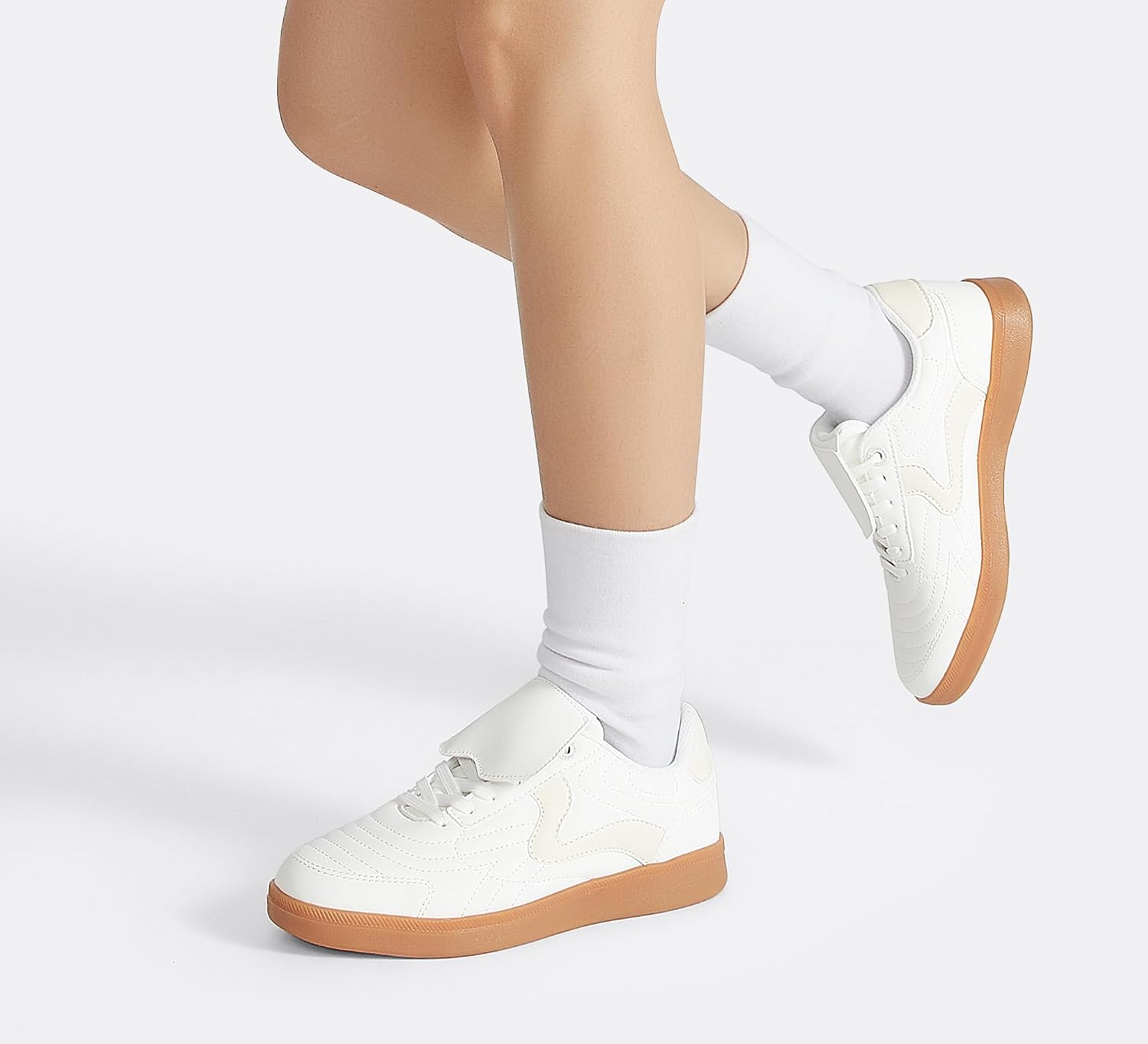 LUCKY STEP Women's Gum Sole Fashion Sneakers Classic Retro Fancy Casual Leisure Tennis Walking Skate Shoes