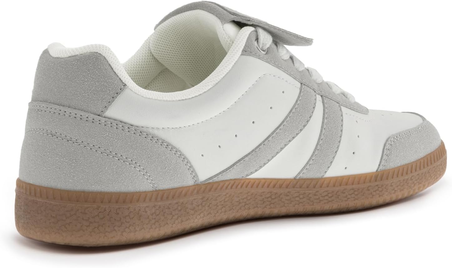 Rihero Women's Fashion Tennis Walking Sneakers Shoes | Comfortable Casual Non Slip Sneakers, Retro Color-Block, Lace-Up, Round-Toe, Suitable For Commuting, Fitness, Shopping, Trav