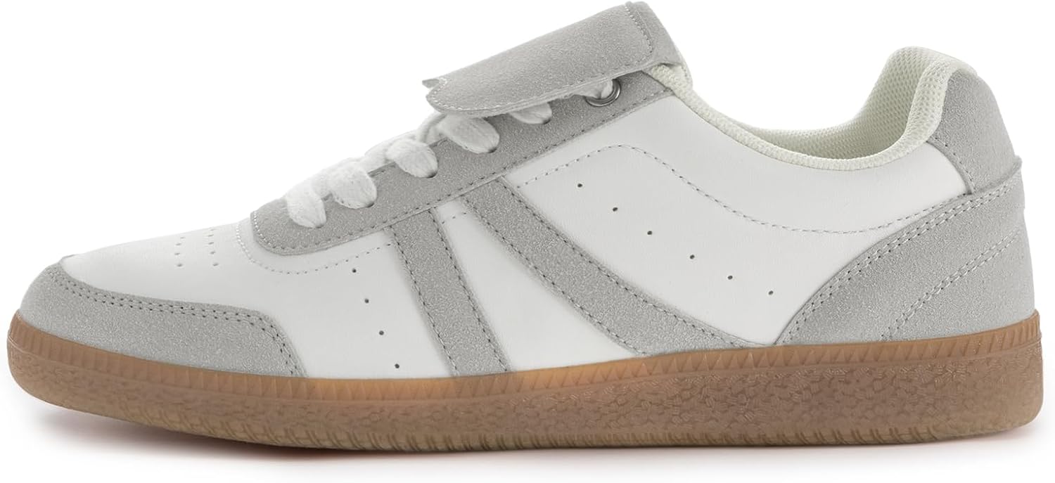 Rihero Women's Fashion Tennis Walking Sneakers Shoes | Comfortable Casual Non Slip Sneakers, Retro Color-Block, Lace-Up, Round-Toe, Suitable For Commuting, Fitness, Shopping, Trav