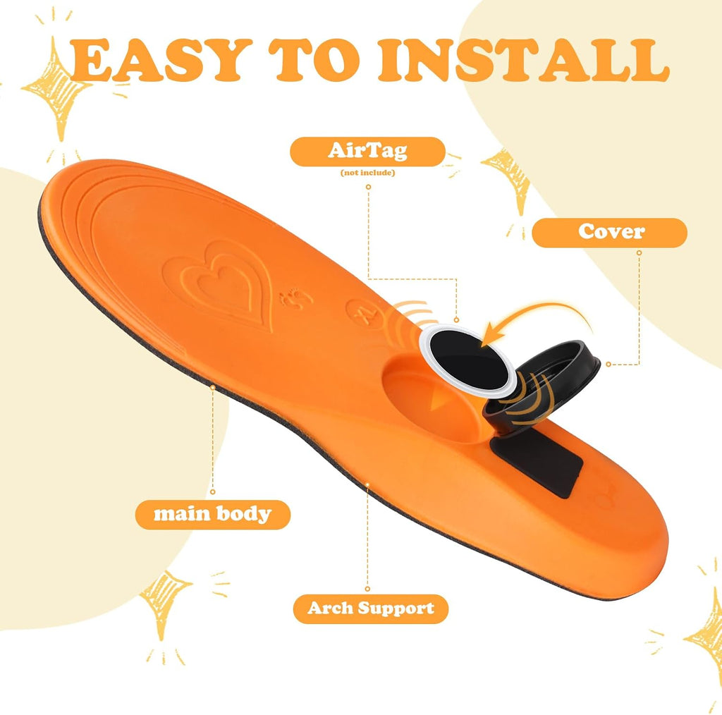 V.Step Kids Insoles Tracker Holder Breathable Shoe Inserts for Kids Orange Intended for Universal Radio Tracking Gadgets (Medium)