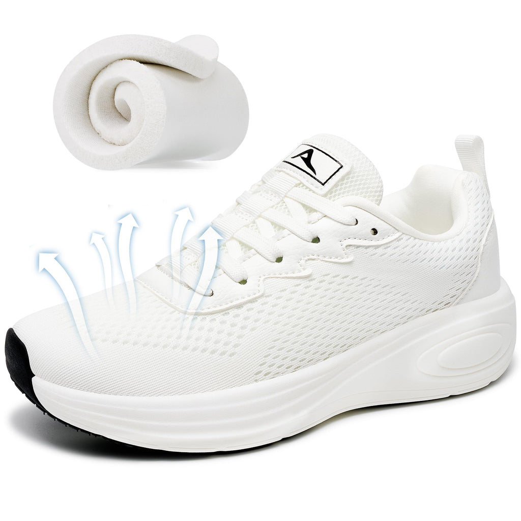 Aomigoct Womens Comfortable Walking Shoes: Reduce Foot Burden 40% for Travel Shopping - 8-Hour Walking Comfort for Commuting Women - Lightweight Sneakers