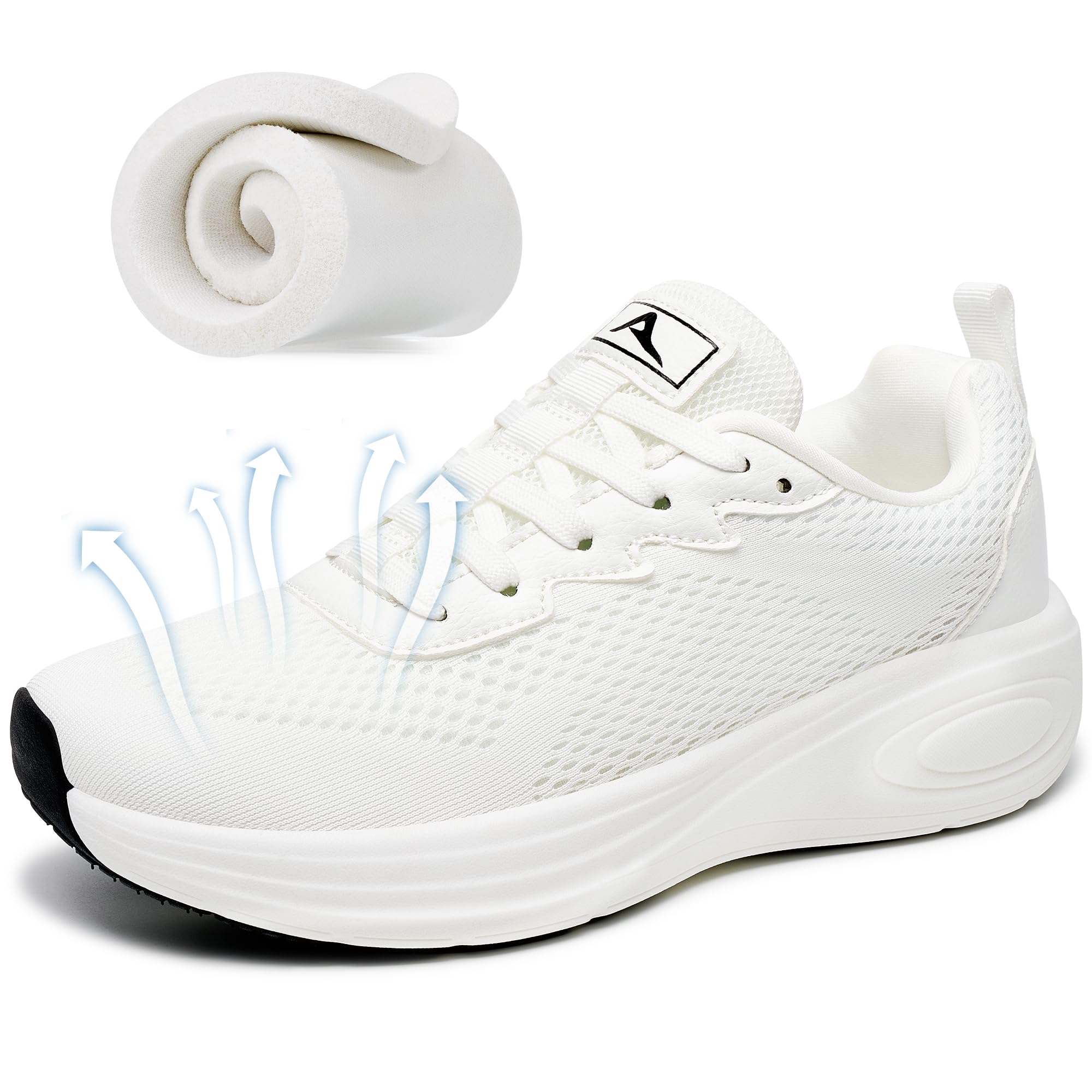 Aomigoct Womens Comfortable Walking Shoes: Reduce Foot Burden 40% for Travel Shopping - 8-Hour Walking Comfort for Commuting Women - Lightweight Sneakers