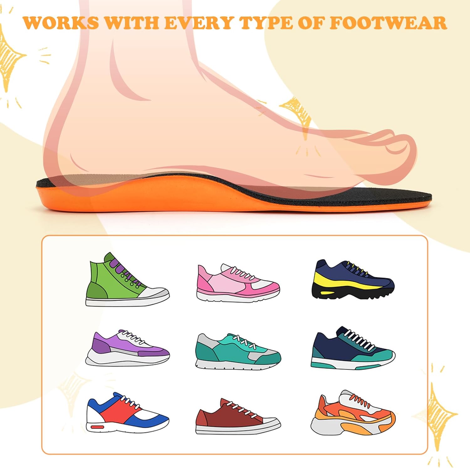 V.Step Kids Insoles Tracker Holder Breathable Shoe Inserts for Kids Orange Intended for Universal Radio Tracking Gadgets (Medium)