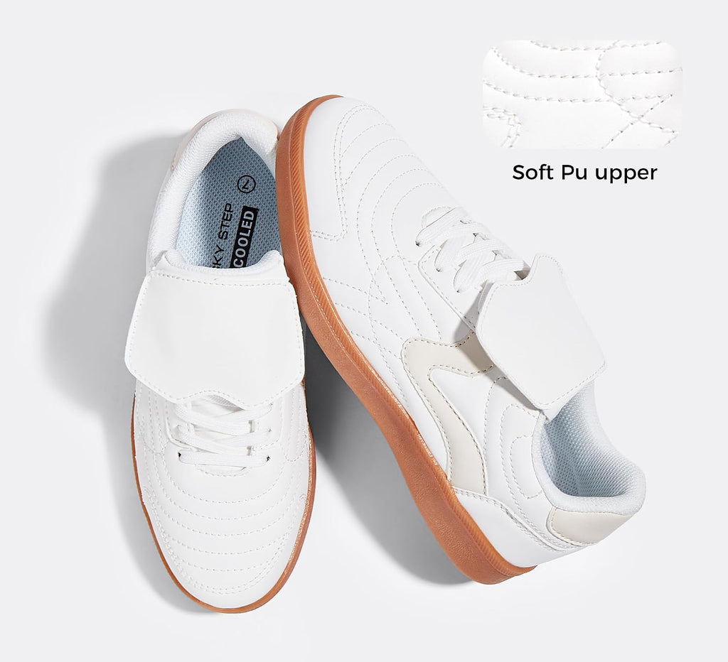LUCKY STEP Women's Gum Sole Fashion Sneakers Classic Retro Fancy Casual Leisure Tennis Walking Skate Shoes