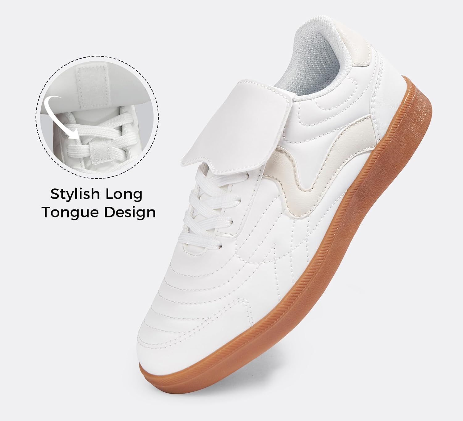LUCKY STEP Women's Gum Sole Fashion Sneakers Classic Retro Fancy Casual Leisure Tennis Walking Skate Shoes