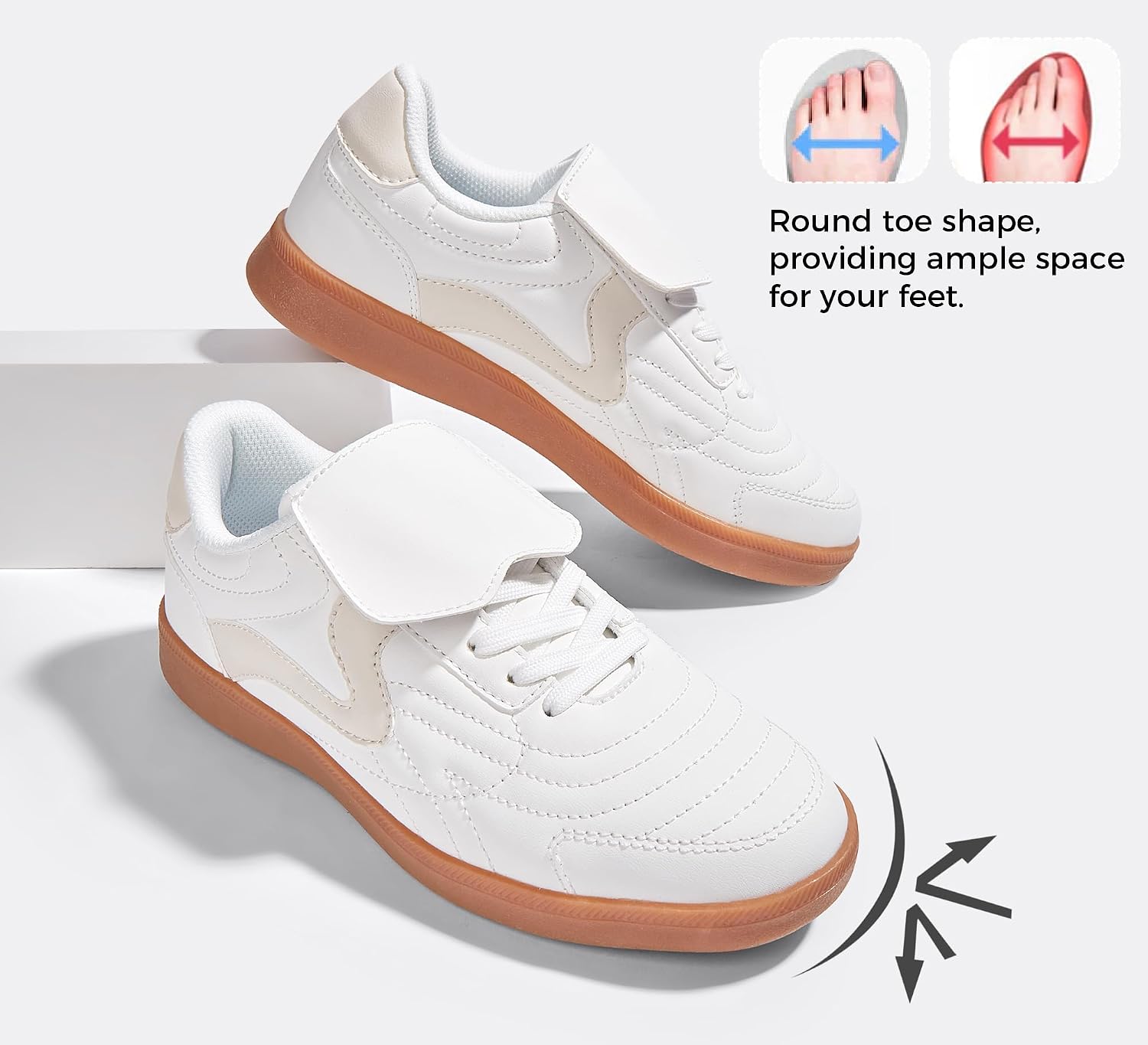 LUCKY STEP Women's Gum Sole Fashion Sneakers Classic Retro Fancy Casual Leisure Tennis Walking Skate Shoes
