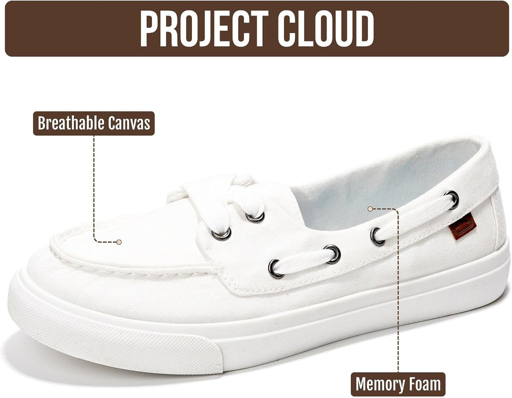 Project Cloud Canvas Sneakers for Women Memory Foam Slip On (Seasalt) | Memory Foam Insole; Slip-On Design; Lightweight; Non-Slip Sole; Canvas Fashion Sneakers for Women; Everyday Comfort