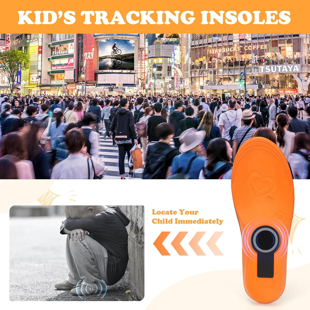 V.Step Kids Insoles Tracker Holder Breathable Shoe Inserts for Kids Orange Intended for Universal Radio Tracking Gadgets (Medium)