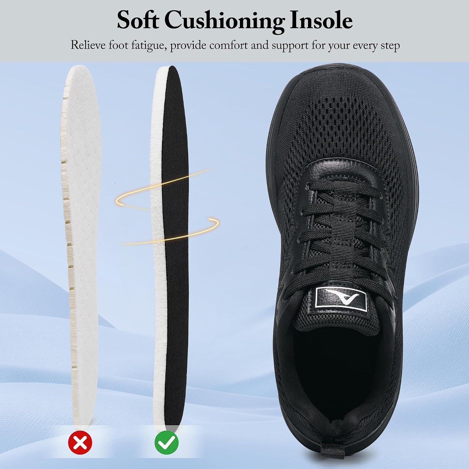 Aomigoct Womens Comfortable Walking Shoes: Reduce Foot Burden 40% for Travel Shopping - 8-Hour Walking Comfort for Commuting Women - Lightweight Sneakers